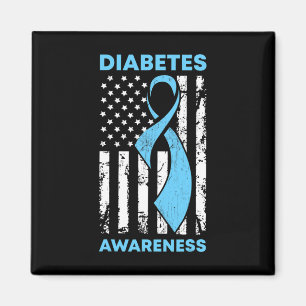 Diabetes Awareness American Flag Blue Ribbon T1 Magnet