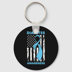 Diabetes Awareness American Flag Blue Ribbon T1 Schlüsselanhänger