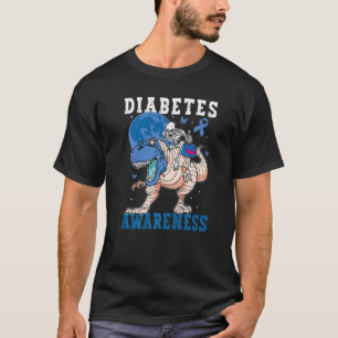 Diabetes Awareness Blue Kinder Kleinkind Trex rex T-Shirt