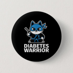 Diabetes Awareness Blue Ribbon Ninja Katzendiabete Button