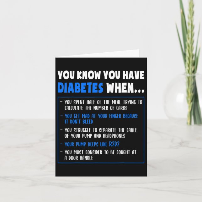 Diabetes Awareness Diabetes Typ 1 Fun Puff oder Qu Karte (Vorderseite)