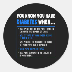 Diabetes Awareness Diabetes Typ 1 Fun Puff oder Qu Runder Aufkleber