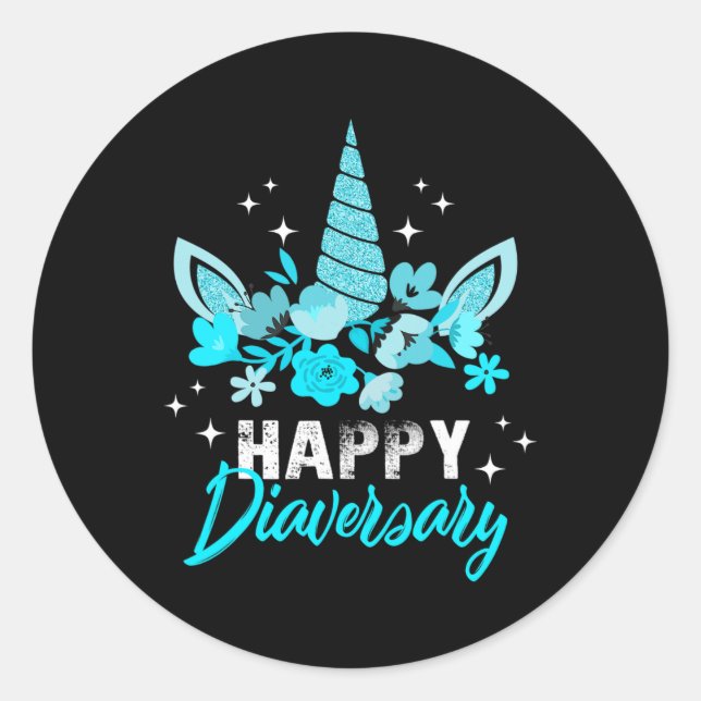 Diabetes Awareness Happy Diaversary Niedlich T Runder Aufkleber (Vorderseite)