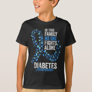 Diabetes Awareness Mont Butterfells Blue Ribbon T-Shirt