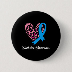 Diabetes Awareness Montag Herz Blue Ribbon Frauen  Button