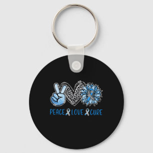 Diabetes Awareness Peace Liebe Cure Leopard Blue S Schlüsselanhänger