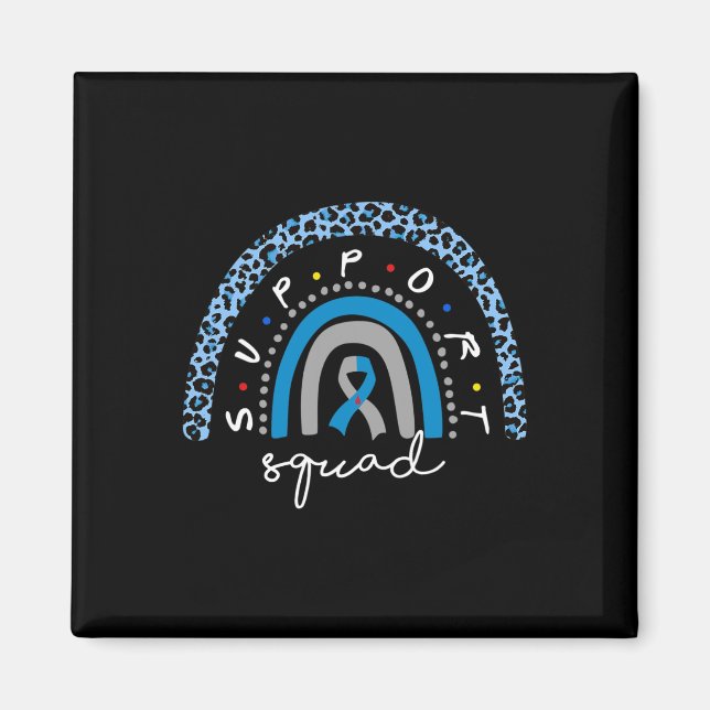 Diabetes Awareness Rainbow Leopard Support Squad B Magnet (Vorne)