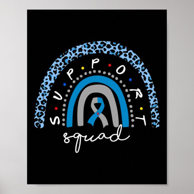 Diabetes Awareness Rainbow Leopard Support Squad B Poster (Vorne)