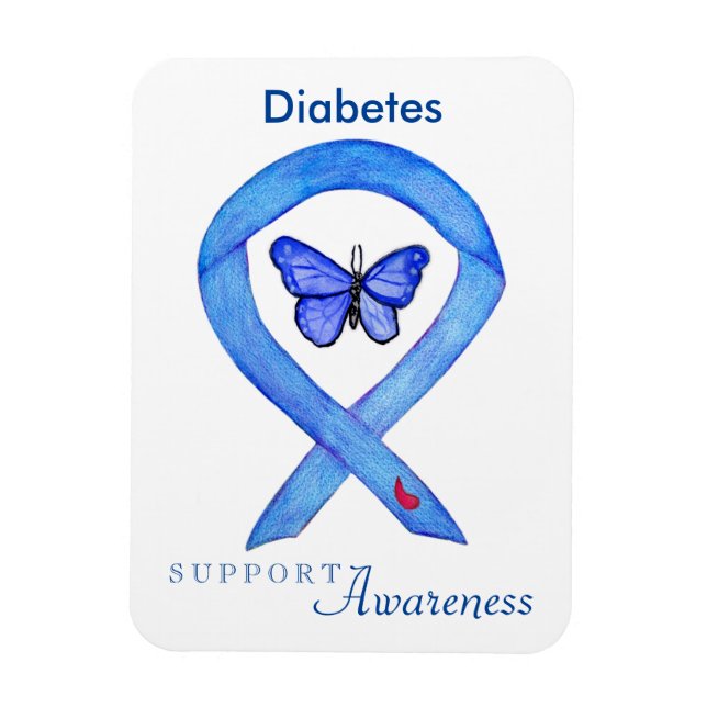 Diabetes Awareness Ribbon Butterfly Kühlschrankmag Magnet (Vertikal)