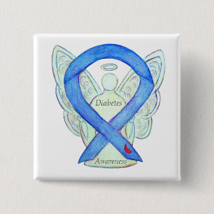 Diabetes Awareness Ribbon Engel Customized Art But Button