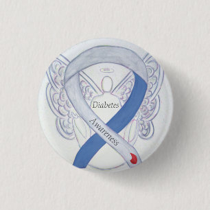 Diabetes Awareness Ribbon Engel Customized Art But Button