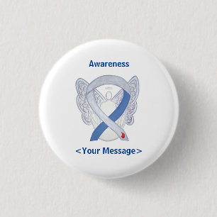 Diabetes Awareness Ribbon IDDM Angel Button