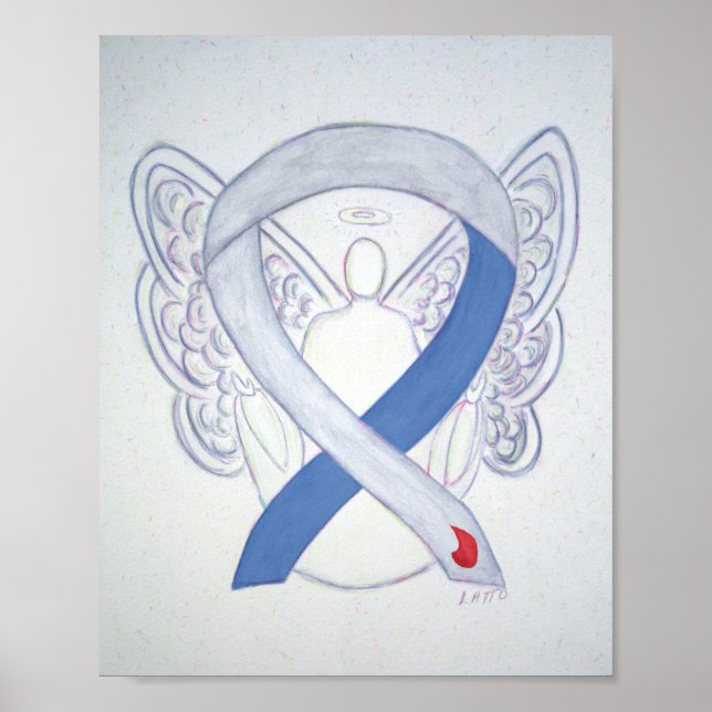 Diabetes Awareness Ribbon IDDM Angel Poster Print (Vorne)
