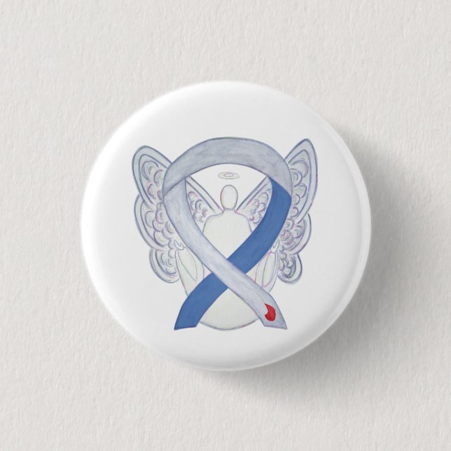 Diabetes Awareness Ribbon IDDM Custom Angel Button (Vorderseite)