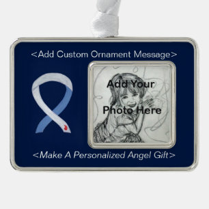 Diabetes Awareness Ribbon IDDM Custom Ornament Rahmen-Ornament Silber