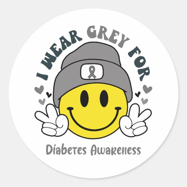 Diabetes Awareness Ribbon Support Geschenke Runder Aufkleber (Vorderseite)