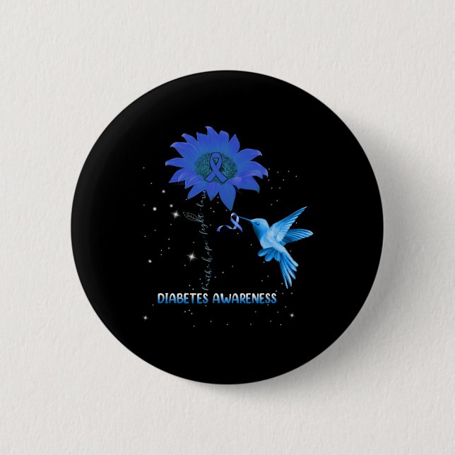 Diabetes Awareness Sunflower Lover Hummingbird Rib Button (Vorderseite)