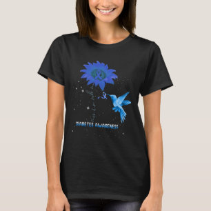 Diabetes Awareness Sunflower Lover Hummingbird Rib T-Shirt