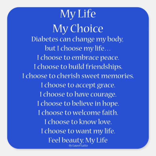 Diabetes Awareness Support Gedicht Decal Stickers (Vorderseite)