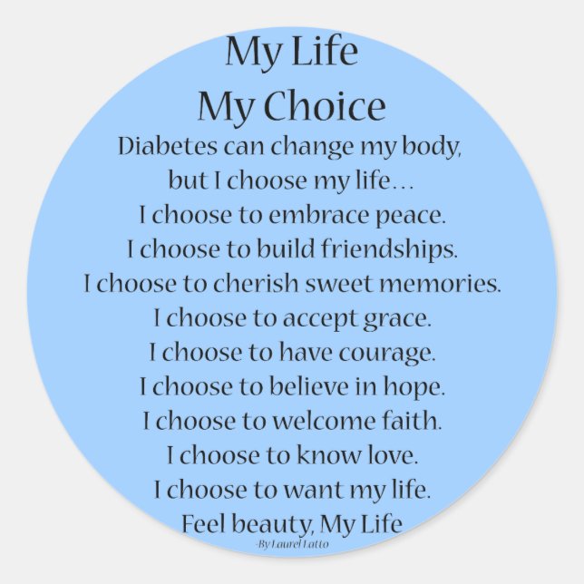 Diabetes Awareness Support Gedicht Decal Stickers (Vorderseite)