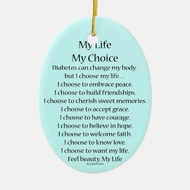 Diabetes Awareness Support Gedicht Ornament Pendan (Vorne)