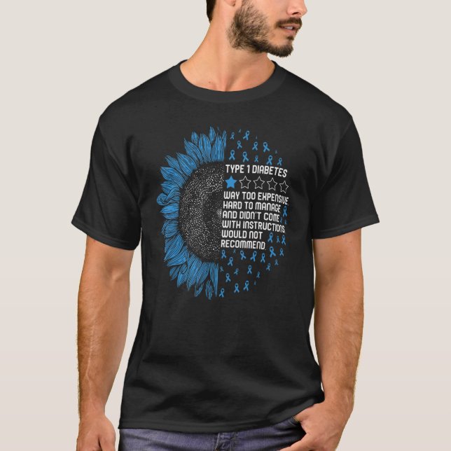 Diabetes Awareness T1d Warrior Insulin Sunflower D T-Shirt (Vorderseite)