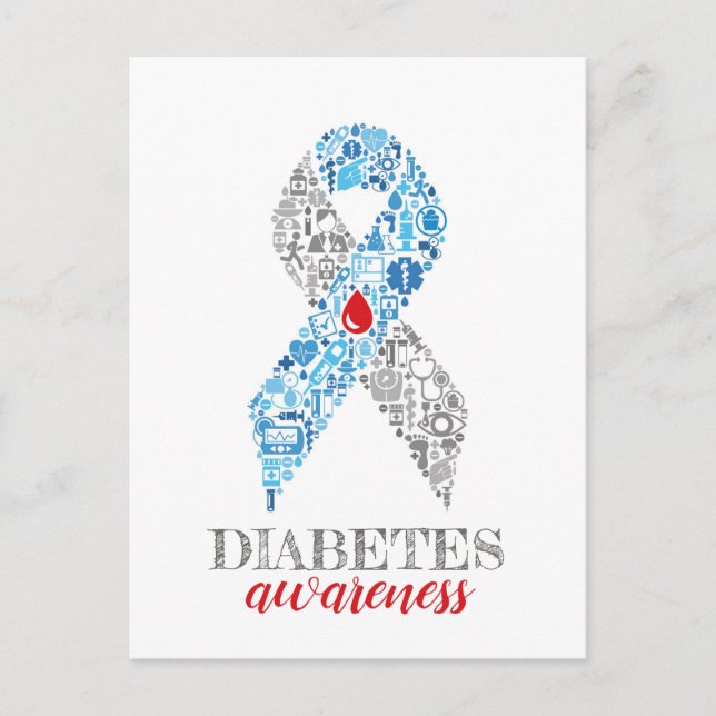 Diabetes Awarfe Schleife Postkarte (Vorderseite)