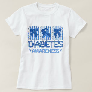 Diabetes-Bewusstsein Blaues Band Blumen-Schleife T-Shirt