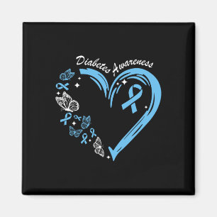 Diabetes Bewusstsein Herz Blue Ribbon Diabetes Awa Magnet