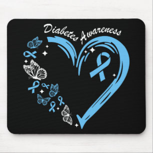 Diabetes Bewusstsein Herz Blue Ribbon Diabetes Awa Mousepad