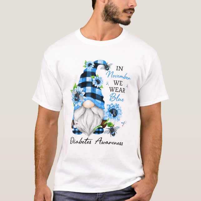 Diabetes-Bewusstsein im November tragen wir blauen T-Shirt (Vorderseite)