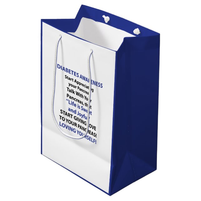 Diabetes-Bewusstsein Mittlere Geschenktüte (Vorderseite Schrägansicht)