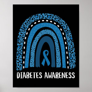 Diabetes-Bewusstsein Monat Retro-Regenbogen T1 T2 Poster