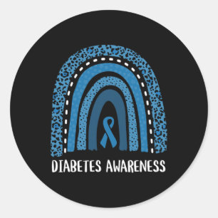 Diabetes-Bewusstsein Monat Retro-Regenbogen T1 T2  Runder Aufkleber