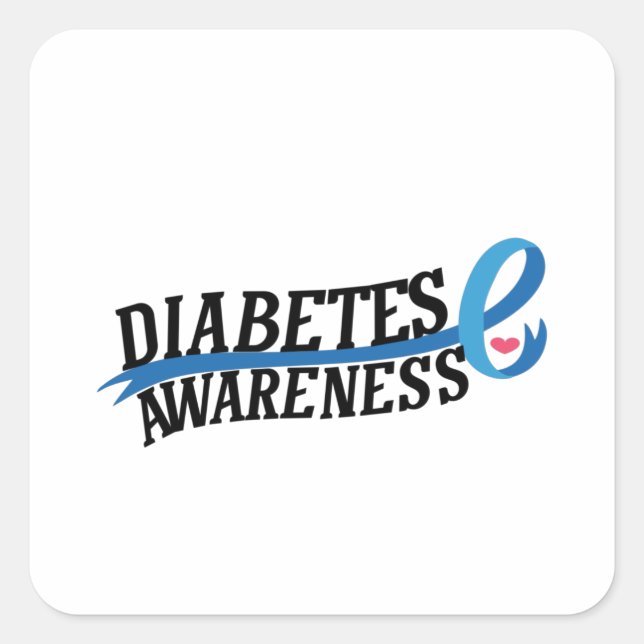Diabetes-Bewusstsein Quadratischer Aufkleber (Vorderseite)