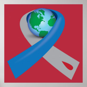 Diabetes-Bewusstseins-Band auf der ganzen Welt Poster