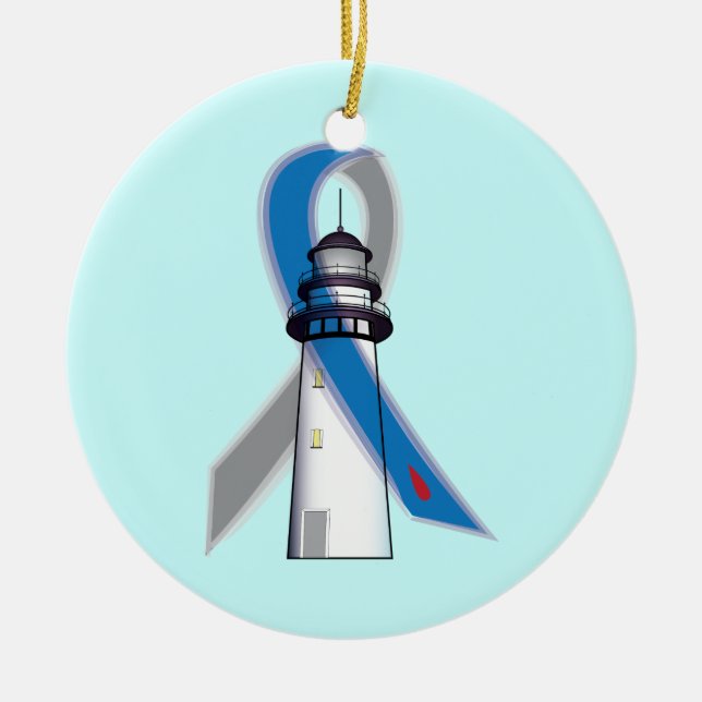 Diabetes-Bewusstseins-Band-Leuchtturm der Hoffnung Keramik Ornament (Vorne)