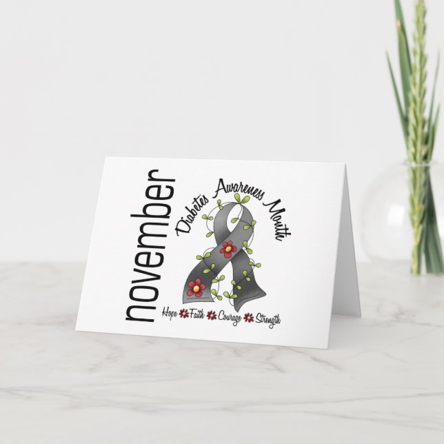 Diabetes-Bewusstseins-Monats-Blumen-Band 1 Karte (Vorderseite)