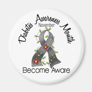 Diabetes-Bewusstseins-Monats-Blumen-Band 2 Magnet
