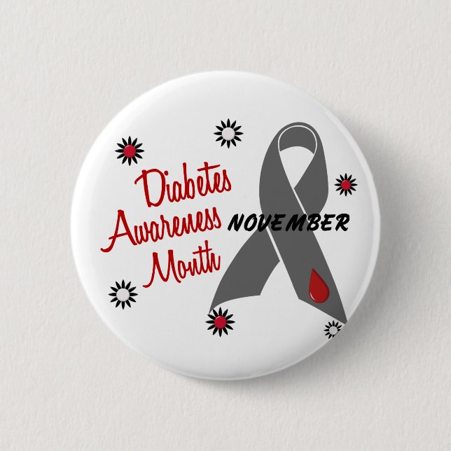 Diabetes-Bewusstseins-Monats-graues Band 1,1 Button (Vorderseite)