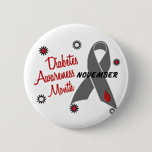 Diabetes-Bewusstseins-Monats-graues Band 1,1 Button
