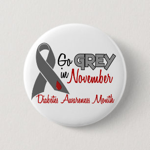 Diabetes-Bewusstseins-Monats-graues Band 1,2 Button