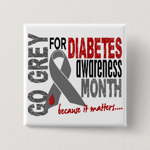 Diabetes-Bewusstseins-Monats-graues Band 1,4 Button
