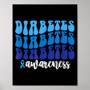 Diabetes-Bewusstseinsgrafik Blaues Band Poster