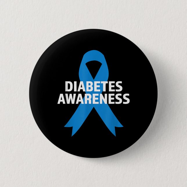 Diabetes-Blaue-Schleife-Design Button (Vorderseite)