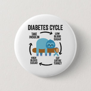 Diabetes Cycle Funny Blue Sloth Ribbon Thanksgivin Button