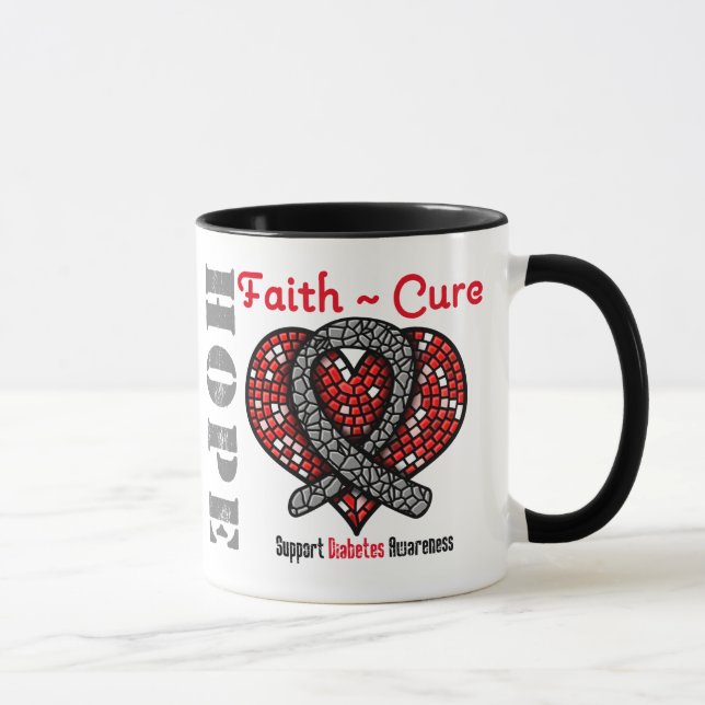 Diabetes-Hoffnungs-Glauben-Heilungs-Herz-Band Tasse (Rechts)