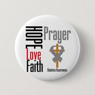 Diabetes-Hoffnungs-Liebe-Glauben-Gebets-Kreuz Button