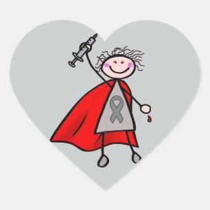 Diabetes Insulin Superhero Girl Herz-Aufkleber