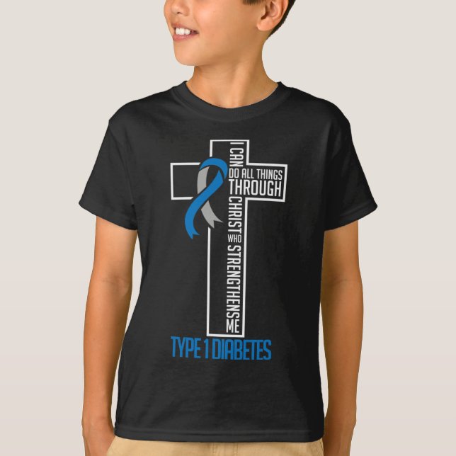 Diabetes kann ich alles durch Christus unterstütze T-Shirt (Vorderseite)